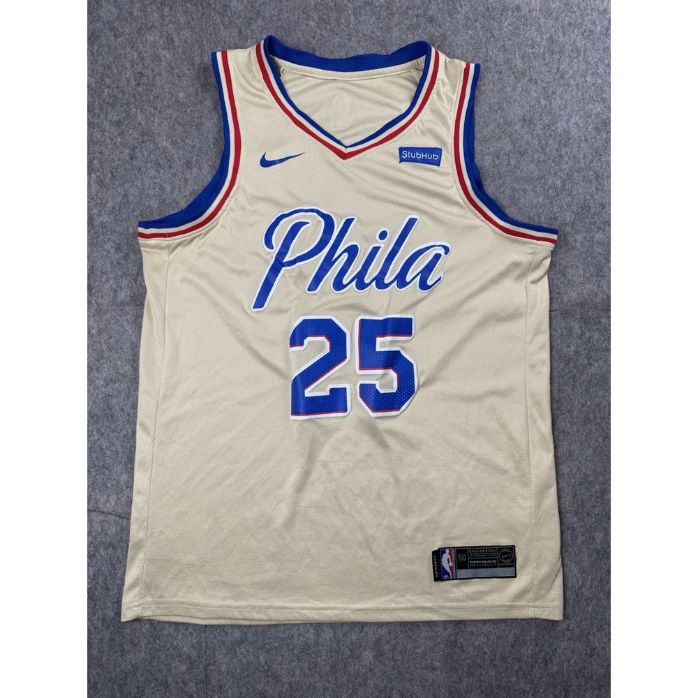Nike Dri-FIT NBA Ben Simmons #25 Philadelphia 76ers‎ Jersey Sz 50 Cream